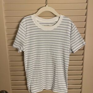Hollister Light Blue and White Striped Tee